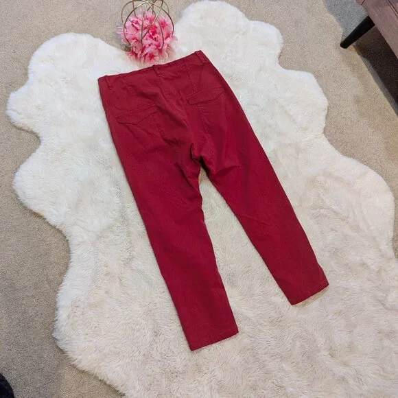 Nili Lotan Cropped Pants Women’s Size 2 Red Drop Crotch - Picture 5 of 10